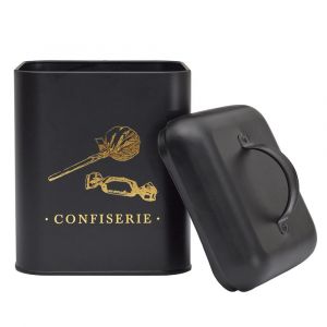 Bo&icirc;te &agrave; confiserie en m&eacute;tal noir et dor&eacute;