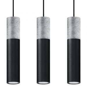 Suspension Acier Gris/Noir GU10 3 Borigio Line