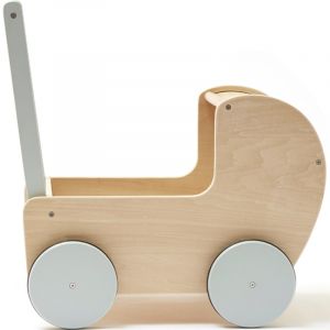 Landau pour poup&eacute;e en bois beige