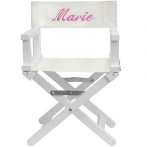 Fauteuil metteur en scène rose pieds blancs (personnalisable)