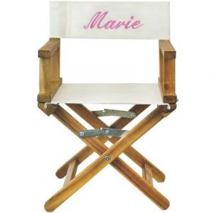 Fauteuil metteur en scène rose pieds bois (personnalisable)