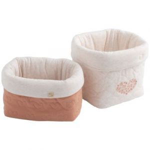 Lot de 2 paniers de rangement Petit Cœur