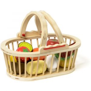 Panier de 13 fruits et l&eacute;gumes en bois