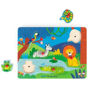 Puzzle sonore animaux en bois Les Toupitis
