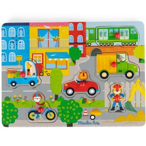 Puzzle sonore ville en bois Les Popipop