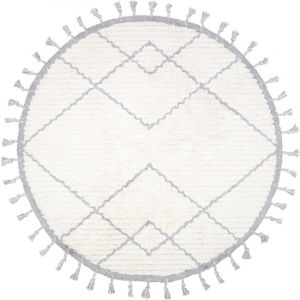 Tapis lavable rond C&ocirc;me &eacute;cru et gris (120 cm)