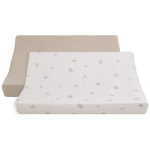 Lot de 2 housses de matelas &agrave; langer Tender Beige-Clover (45 x 70 cm)