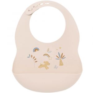 Bavoir en silicone imprim&eacute; beige-jaune