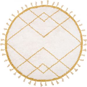 Tapis lavable rond C&ocirc;me &eacute;cru et mangue (120 cm)