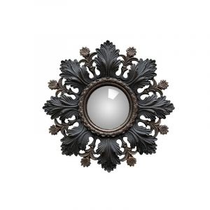 Miroir convexe Feuilles Noires et Fleurs, Chehoma - Chehoma