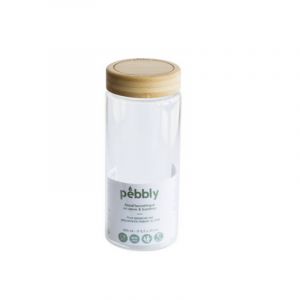 Bocal rond en verre avec couvercle en bambou, Pebbly 650 ml - PEBBLY