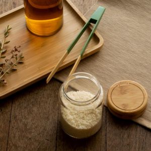 Bocal rond en verre avec couvercle en bambou, Pebbly 450 mL - PEBBLY