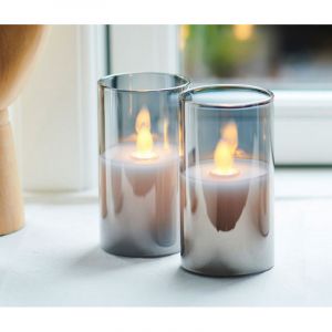 Set de 2 mini bougies Led Ivy gris, Sirius - Sirius