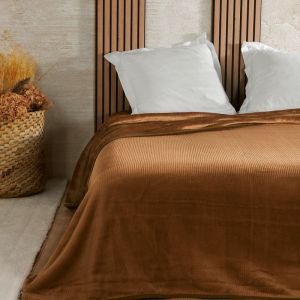 Jeté de lit Gaufré Marron, Linder 240 x 260 cm - Linder