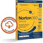 Norton&trade; 360 Deluxe 50GB 2022 5 Appareils  1 An dAbonnement  Secure VPN -Envoy&eacute; par mail