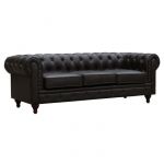 Canapé fixe Chesterfield Aliza - 204 x 80 x 58 cm - 3 places - Marron