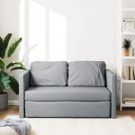 Lit banquette 2 places - convertible - Canapé-lit 2 en 1 gris clair 112x174x55 cm tissu CAL6867444