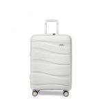 Kono Valise de Voyage Bagage Cabine 66x46x26cm Valises de Transport Rigide en Polypropyl&egrave;ne L&eacute;gere &agrave; 4 Roulettes Blanc
