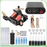 Fafeicy Kit complet de machine &agrave; tatouer Ensemble complet de Machine &agrave; tatouer Machine &agrave; bobines de piercing kit Prise UE