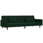 BESTCanapé-lit - Sofa Bed Moderne - Pour adulte/enfant - à 2 places avec deux oreillers Vert foncé Velours Nov428595
