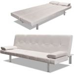Canapé-lit Réglable avec 2 Oreillers Cuir Synthétique Blanc Crème Salon - Convertible - Contemporain - Design