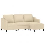 Sofa droit fixe - Clic Clac Canap&eacute; &agrave; 3 places - NEUF - avec repose-pieds Cr&egrave;me 180 cm Tissu CA6881606