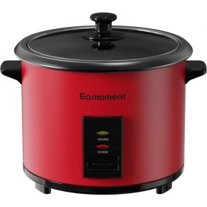 Cuiseur &agrave; riz avec insert vapeur - SWAPY - 18L - 700W - Rouge - Couvercle en verre - Antiadh&eacute;sif - 1-10 personnes