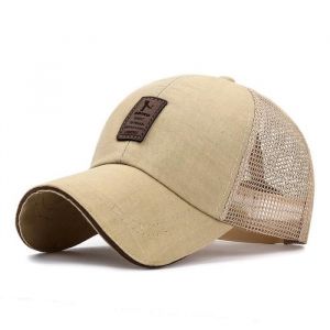 Casquette HommeCasquette en Toile avec Arrière en Maille BaseballCasquette Baseball Homme Snapback Trucker Chapeau-Kaki Clair M/L