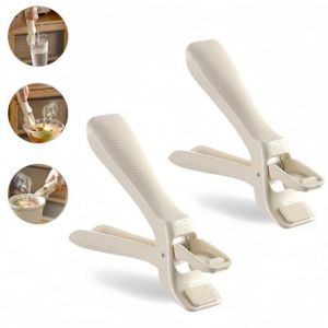 2 pi&egrave;ces - Pince pour plaque chauffante - Pince anti-br&ucirc;lure - Pince &agrave; plat - Pince &agrave; pizza - Pince &agrave; assiette 16*35cm