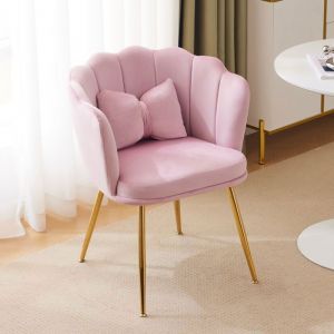 Chaise de salon moderne - Style Modernes - Dossier Pétale Coussins Papillon - Velours Rose
