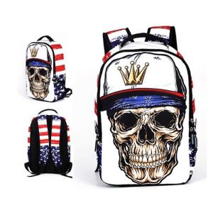 SWAREY Unisexe Sac à dos décole multi-fonction Casual Voyages scolaire loisirs Imprimé 3d Balle Tete de mort Sac a dos cartable