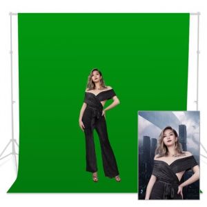3x3m Toile de Fond Vert Pliable Fond Chromakey Vert 100% Mousseline Green Screen pour Photo Studio