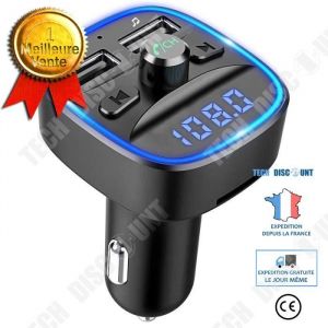 TD® FM Transmetteur Mains libres sans fil Bluetooth LED voiture - chargeur Allume-cigare de voiture - Kit main libre Lecteur MP3FM