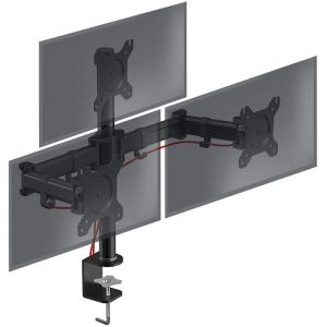 Support triple 3 écrans PC Duronic DM253 - Rotatif/Inclinable/Pivotable - Noir