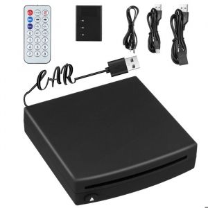 Lecteur CD pour Voiture avec CarPlay sans Fil Intégré et Adaptateur Android Auto CD/DVD Externe pour Interface Stéréo Connexion USB
