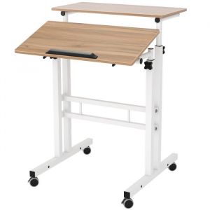 SogesHome Table pour Ordinateur Portable roulettes Support Table dappoint pour Ordinateur Portable pour Bureau ChambreCh&ecirc;ne