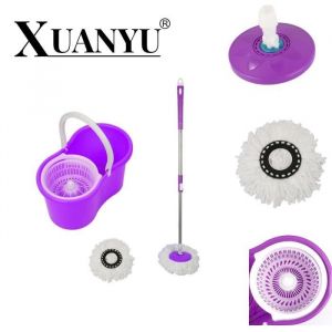 XUANYU Tete Balai Espagnolseau essoreur et balai &agrave; plat essorage facile balai serpill&egrave;re microfibrekit de lavageViolet