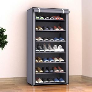 &Eacute;tag&egrave;re &agrave; Chaussures en Tissu Armoire &agrave; Chaussures Meuble de Rangement &agrave; Chaussures en Tissu Meuble &agrave; Chaussures10 NiveauxGris