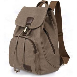 Sac à Dos Femme en Toile Vintage Sac à Dos Loisir Voyage Ecole Sacoche Cartable Pour Camping Randonnée Hiking (Café)