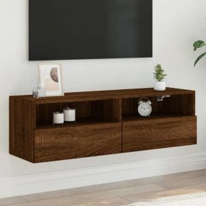 (ON SALE)Armoire TV murale - Design mur - Commode Haut/Meuble HIFI - ch&ecirc;ne marron 100x30x30 cm Bois ding&eacute;nierie EU823588
