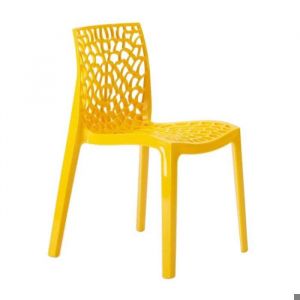 Chaise Polypropyl&egrave;ne Design Nid dAbeille de Jardin Bistrot Gruvyer Grand Soleil - Jaune