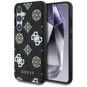 Coque Guess 4G imprim&eacute;e pivoine color&eacute;e MagSafe pour Samsung Galaxy S25 (noir)