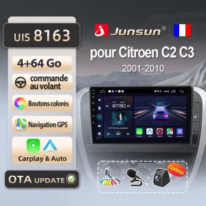 Junsun autoradio 4Go 64Go WIFI  pour Citroen C2 C3 2001-2010 accessoire autoradio android voiture carplay GPS