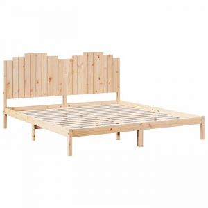 2 Places - Cadre de lit et T&ecirc;te de lit Modernedouble - VIDAXL - extra long sans matelas - 200x210 cm - Bois massif FR_002155917