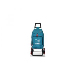 CADDIE - CAD011B - Chariot de course - 50 litres - 100% polyester - Pochettes zippées - 6 roues - Bleu canard
