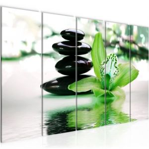 Runa art Tableau D&eacute;coration Murale Fleurs Dorchid&eacute;e 150x60 cm - 5 Panneaux Deco Toile Pr&ecirc;t &agrave; Accrocher 204256c