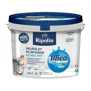 Peinture murs et plafonds - Blanc - Mat - RIPOLIN - Illico - 10 L