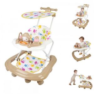 Trotteur Bébé 3 en 1 - XUANYU - Avce musical -Anti-retournement +Siège réglable +Pour la maison/lextérieur/le cadeau -Marron