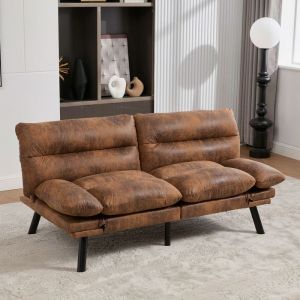 Canap&eacute; 2 Places - dossier et accoudoirs r&eacute;glables Canap&eacute;-lit design ergonomique Canap&eacute; Moderne - 165 x 90 x 76 cm - Caf&eacute;