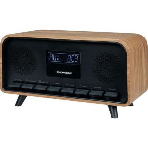 Radio-r&eacute;veil Bluetooth - THOMSON - Vintage Cosy - 30W Radio FM Double alarme &Eacute;cran LCD Chargeur USB-C Alim. 230V